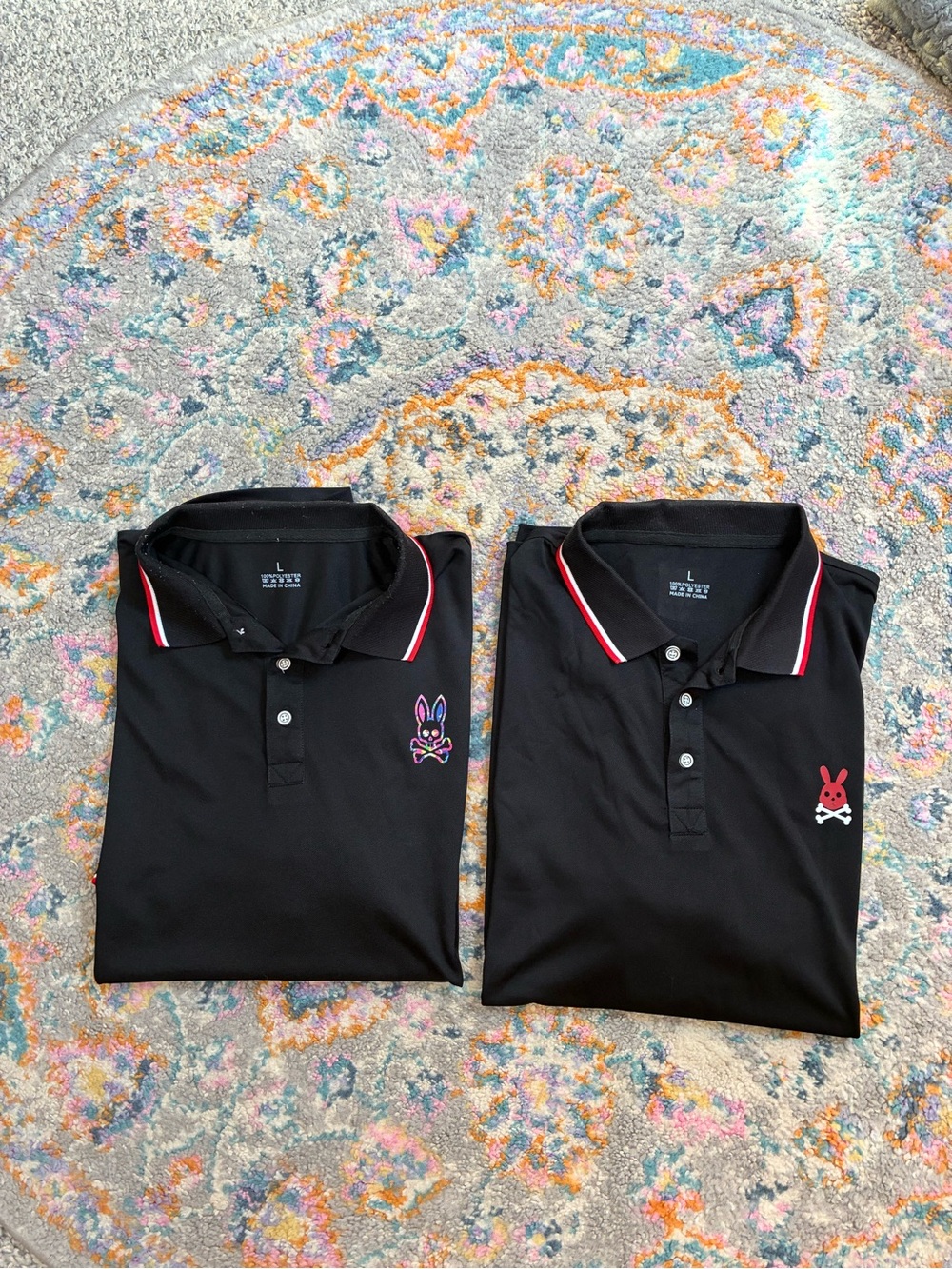 Psycho Bunny Black Polo Shirts with Red Trim - Classic Men's Polo Large